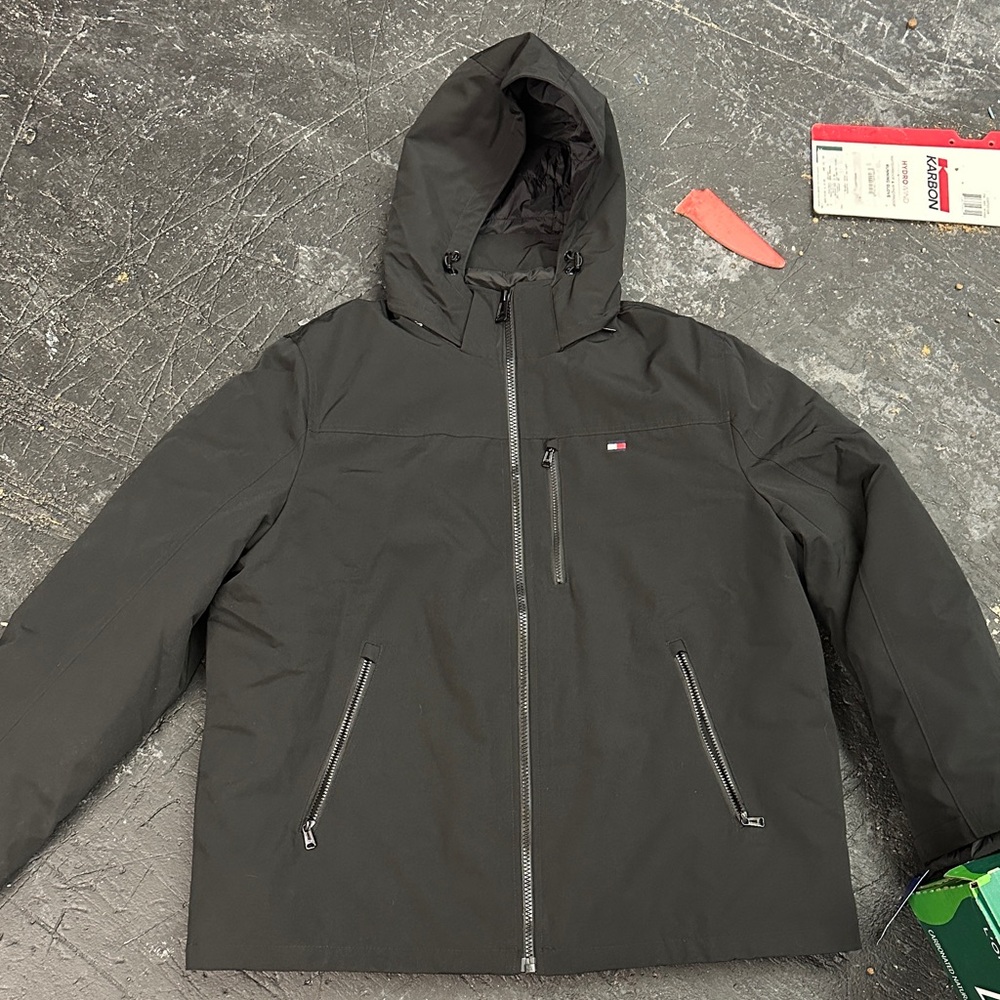 Tommy Hilfiger Men's Charcoal Hooded Windbreaker